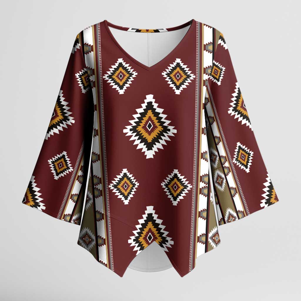 Native American Navajo Kimono Sleeve Blouse Tribal Pattern