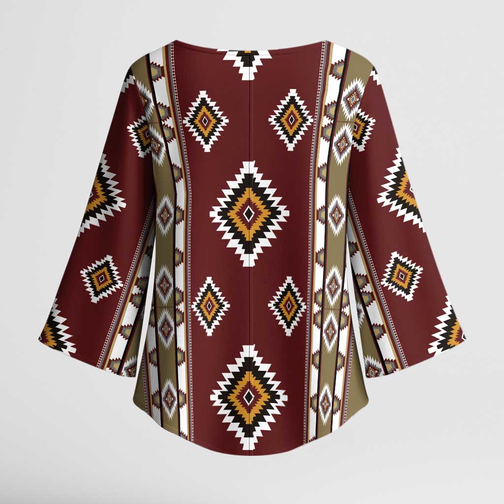 Native American Navajo Kimono Sleeve Blouse Tribal Pattern