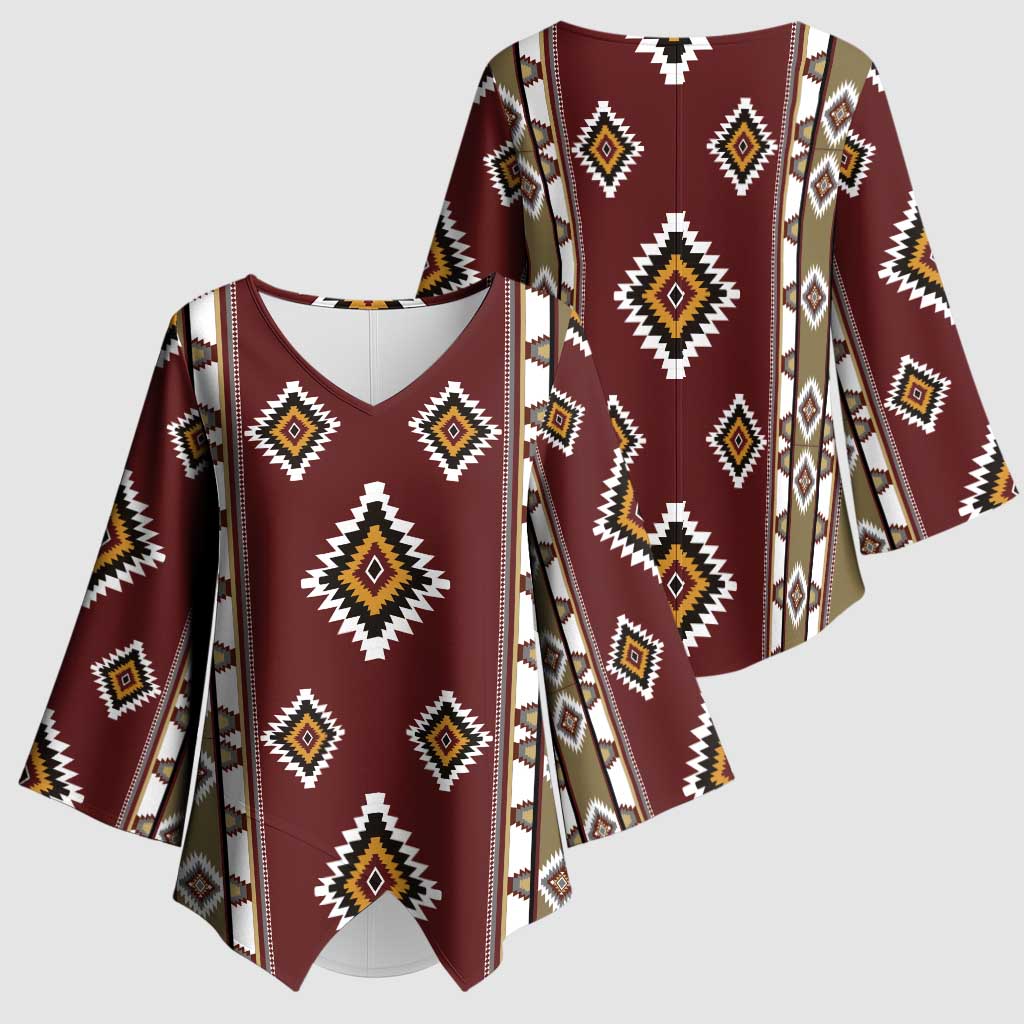 Native American Navajo Kimono Sleeve Blouse Tribal Pattern