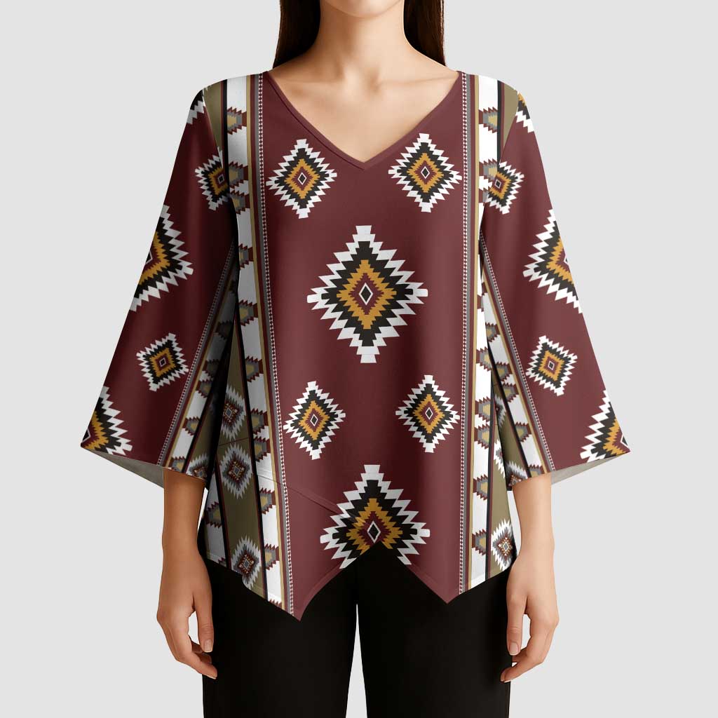 Native American Navajo Kimono Sleeve Blouse Tribal Pattern