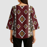 Native American Navajo Kimono Sleeve Blouse Tribal Pattern