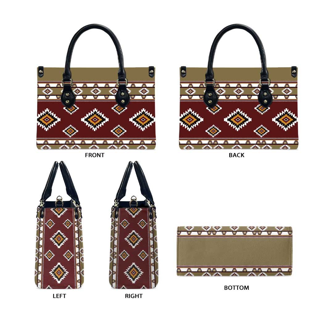 Native American Navajo Leather Bag Tribal Pattern
