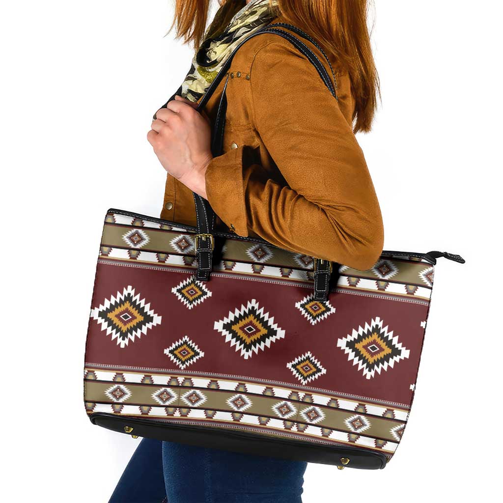 Native American Navajo Leather Tote Bag Tribal Pattern