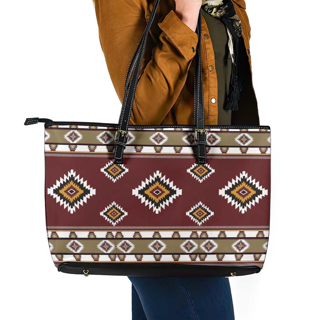 Native American Navajo Leather Tote Bag Tribal Pattern