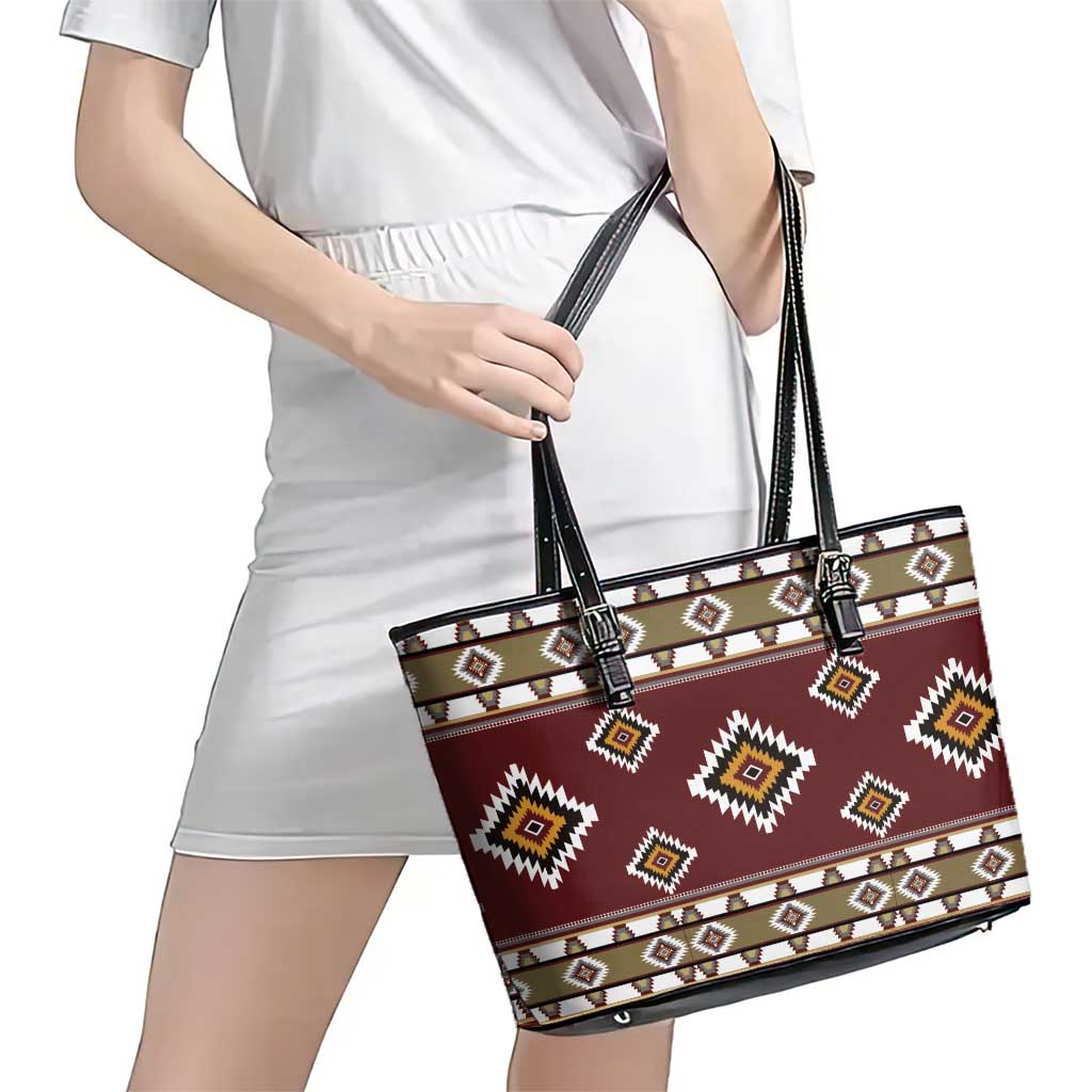 Native American Navajo Leather Tote Bag Tribal Pattern