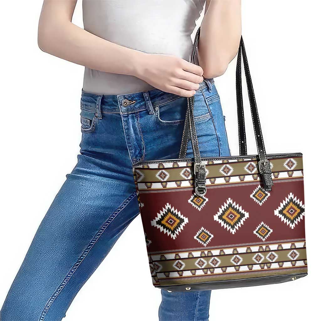 Native American Navajo Leather Tote Bag Tribal Pattern