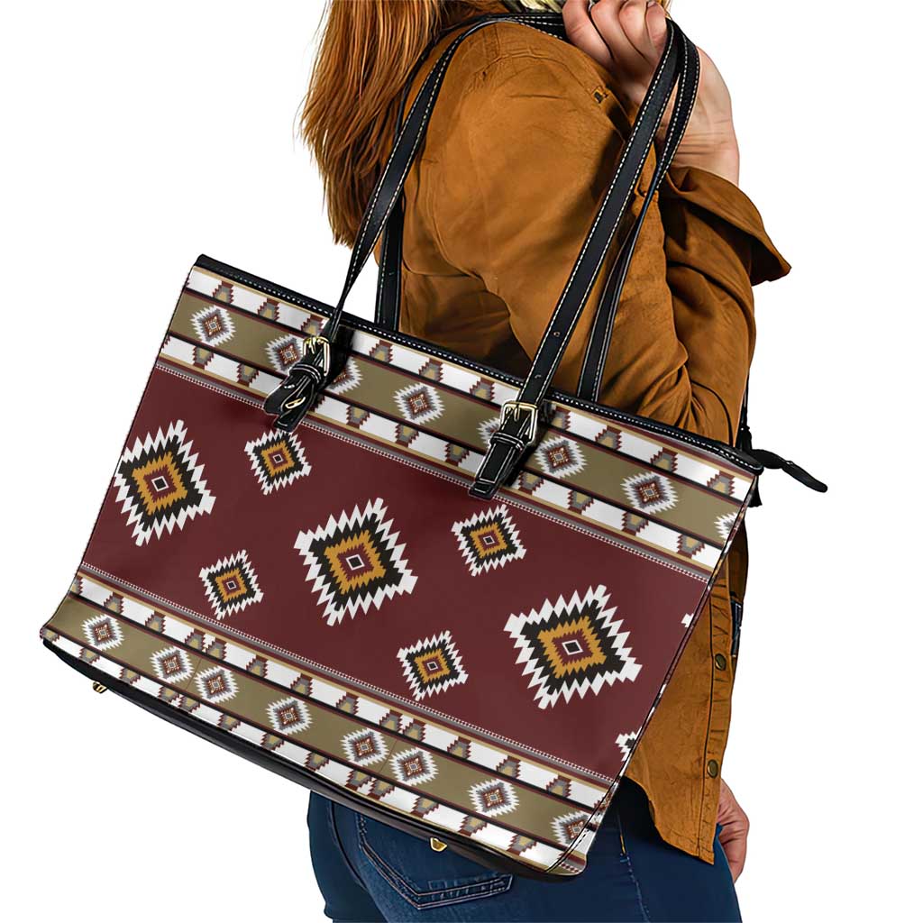 Native American Navajo Leather Tote Bag Tribal Pattern