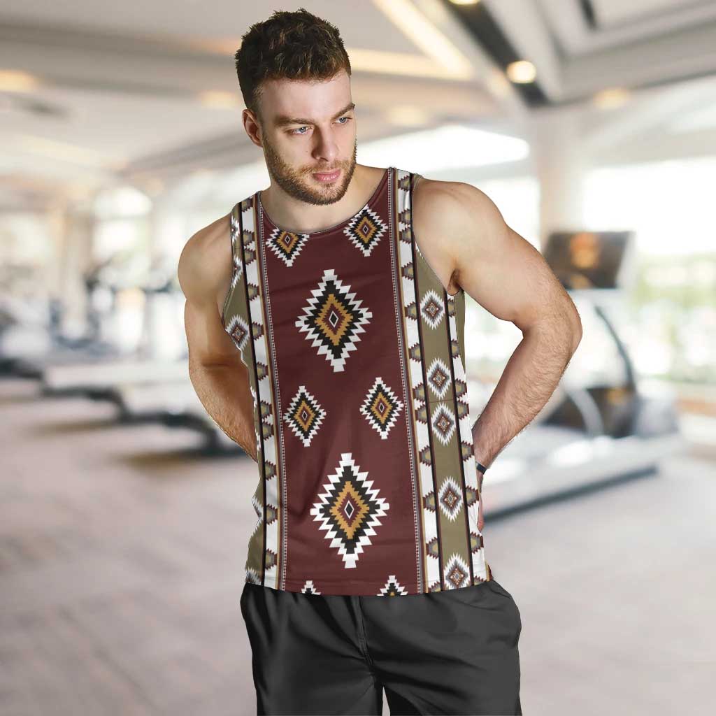 Native American Navajo Men Tank Top Tribal Pattern