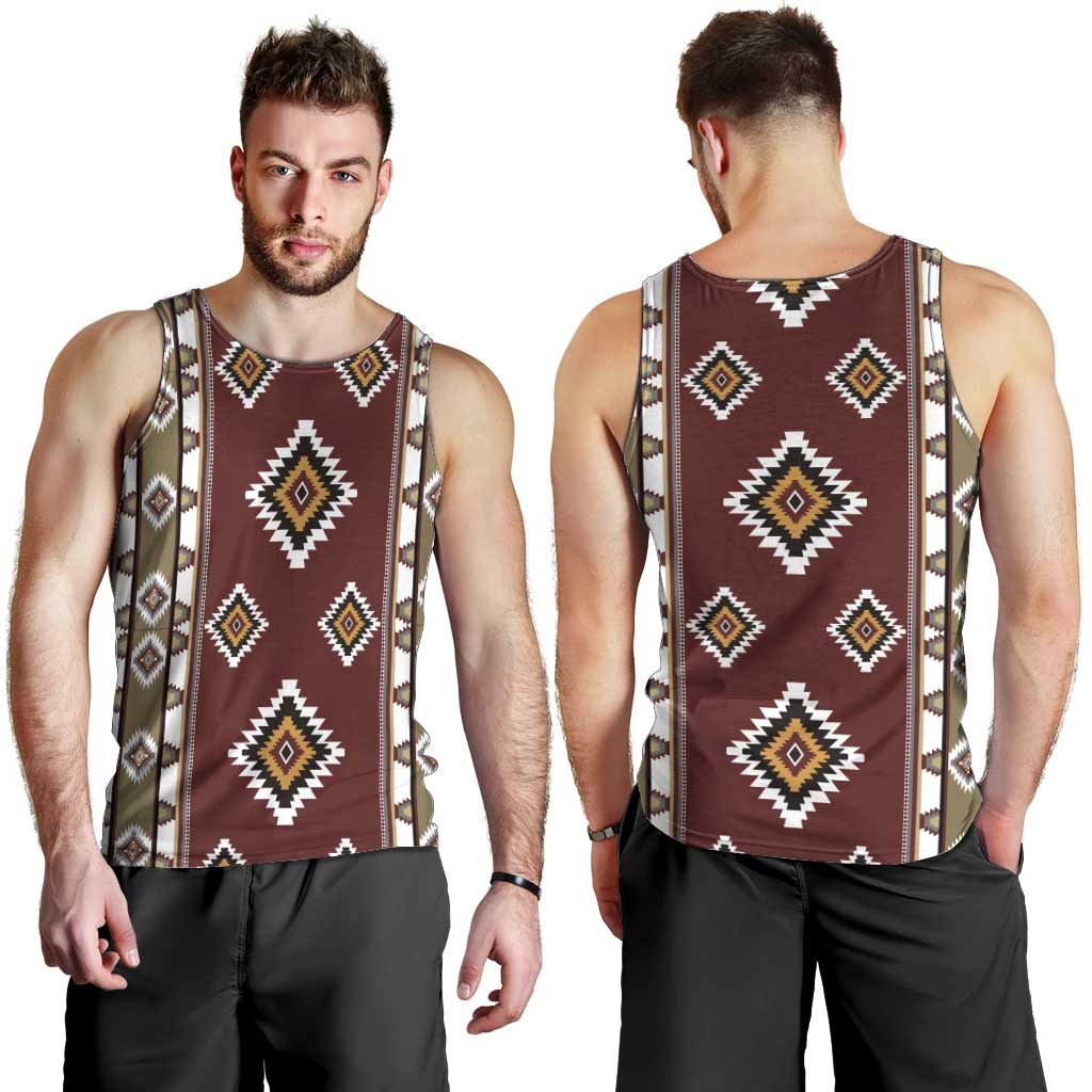 Native American Navajo Men Tank Top Tribal Pattern