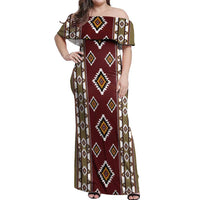 Native American Navajo Off Shoulder Maxi Dress Tribal Pattern