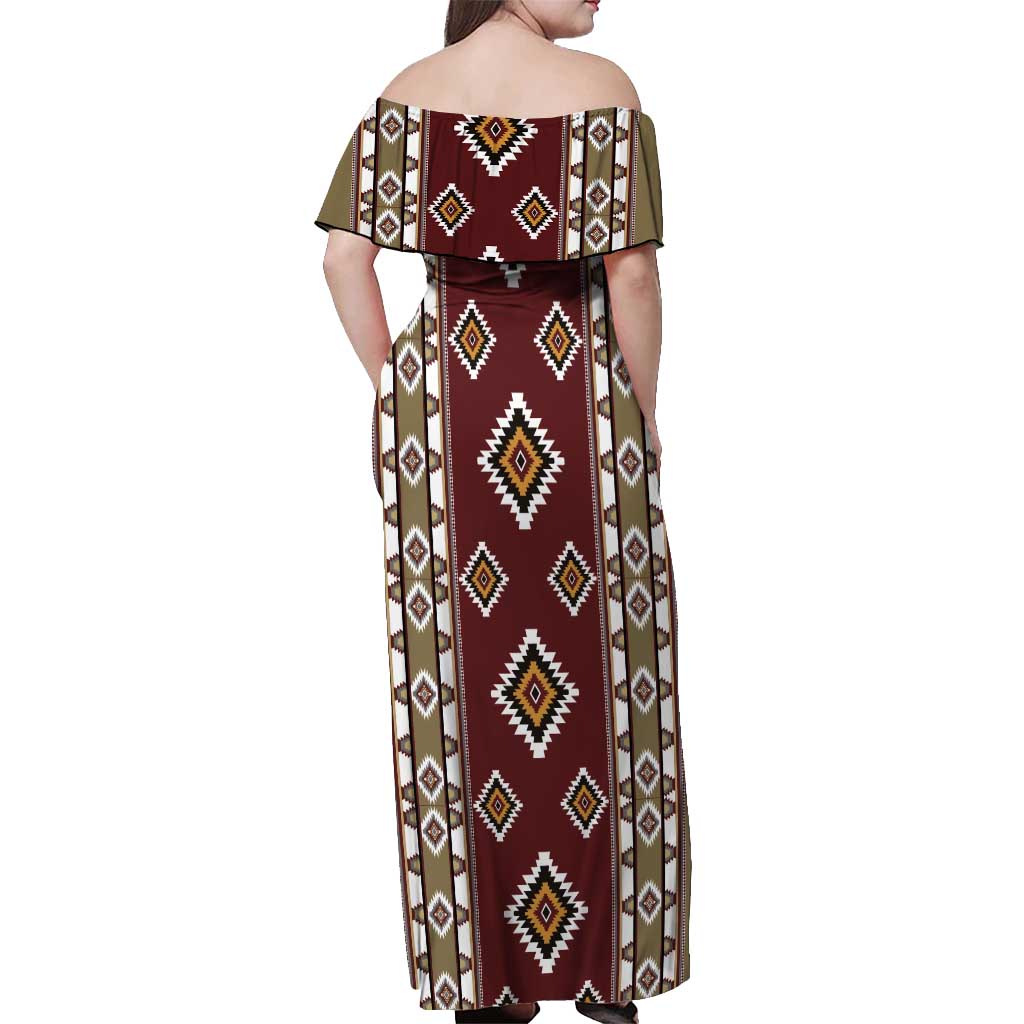Native American Navajo Off Shoulder Maxi Dress Tribal Pattern