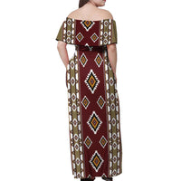 Native American Navajo Off Shoulder Maxi Dress Tribal Pattern