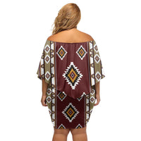 Native American Navajo Off Shoulder Short Dress Tribal Pattern