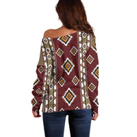 Native American Navajo Off Shoulder Sweater Tribal Pattern