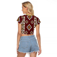 Native American Navajo Raglan Cropped T Shirt Tribal Pattern