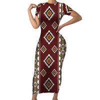 Native American Navajo Short Sleeve Bodycon Dress Tribal Pattern