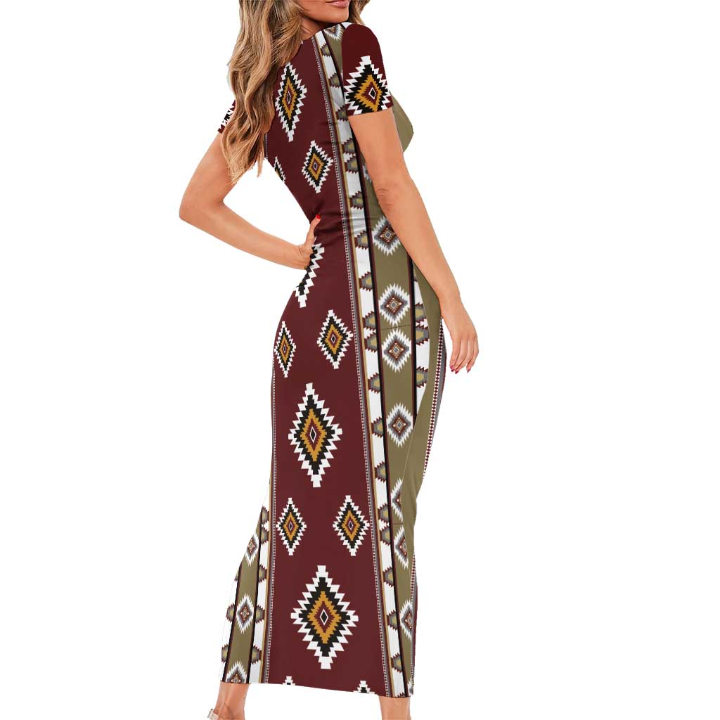 Native American Navajo Short Sleeve Bodycon Dress Tribal Pattern