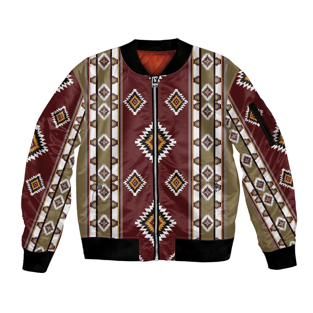 Native American Navajo Sleeve Zip Bomber Jacket Tribal Pattern