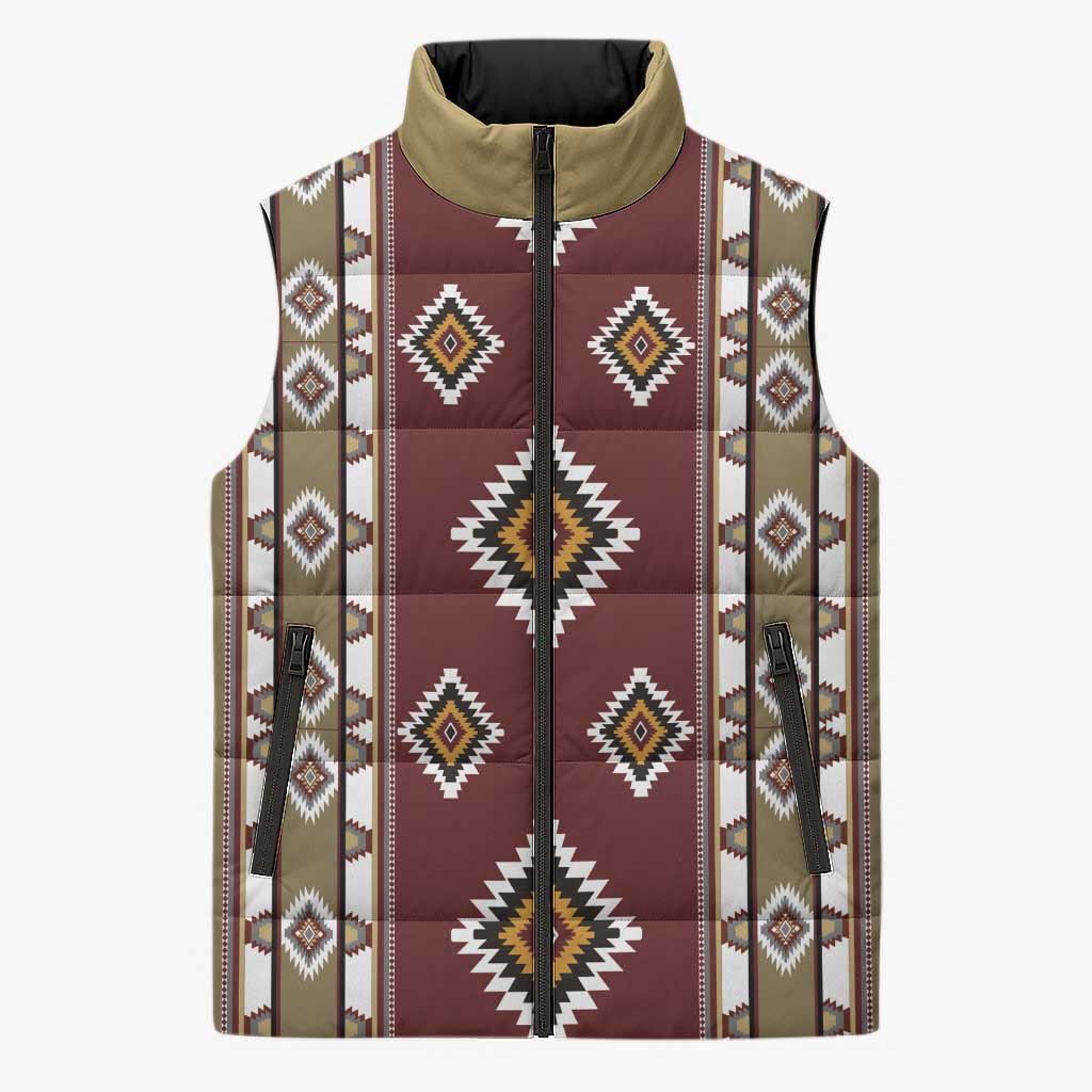 Native American Navajo Sleeveless Puffer Jacket Tribal Pattern