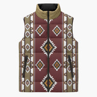 Native American Navajo Sleeveless Puffer Jacket Tribal Pattern
