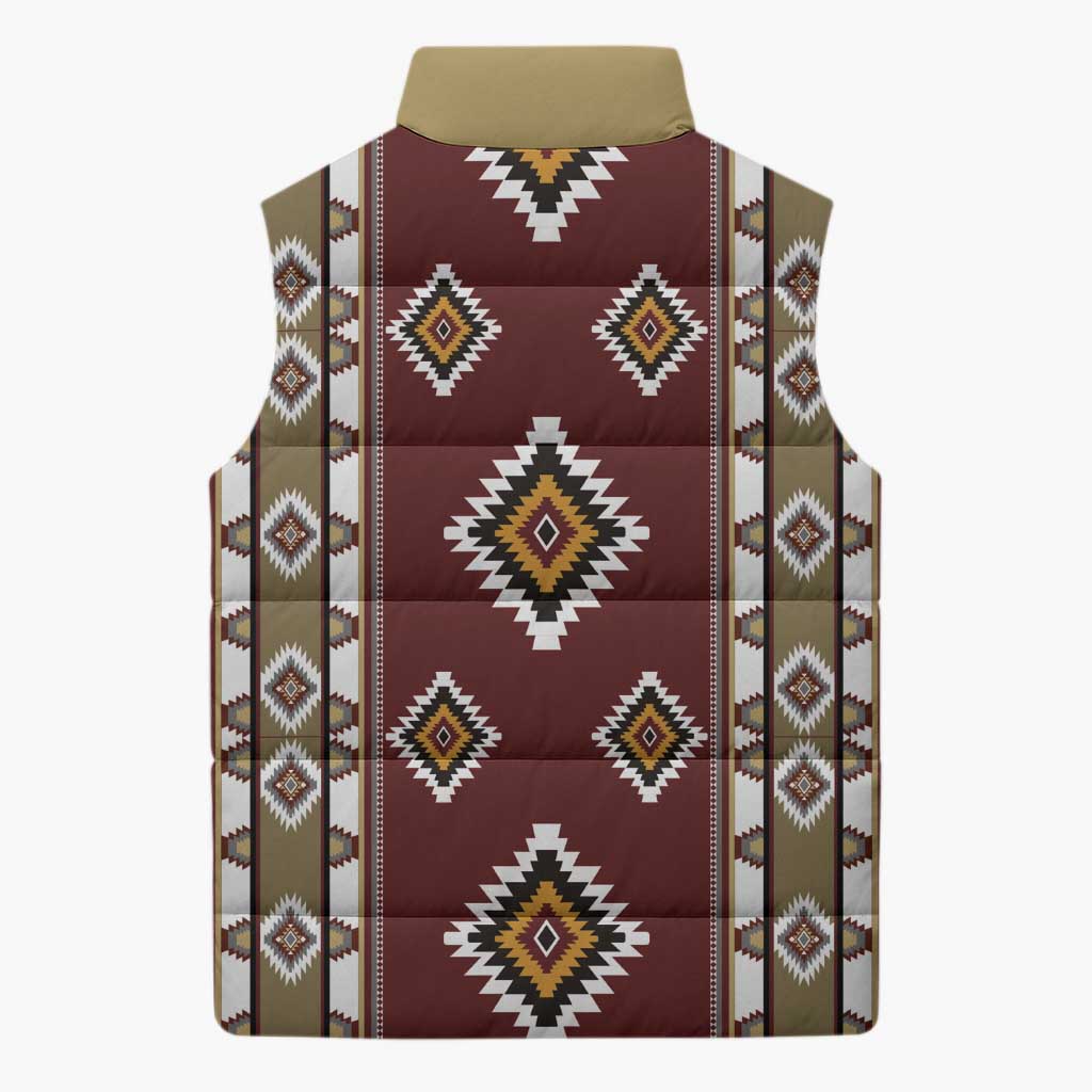 Native American Navajo Sleeveless Puffer Jacket Tribal Pattern