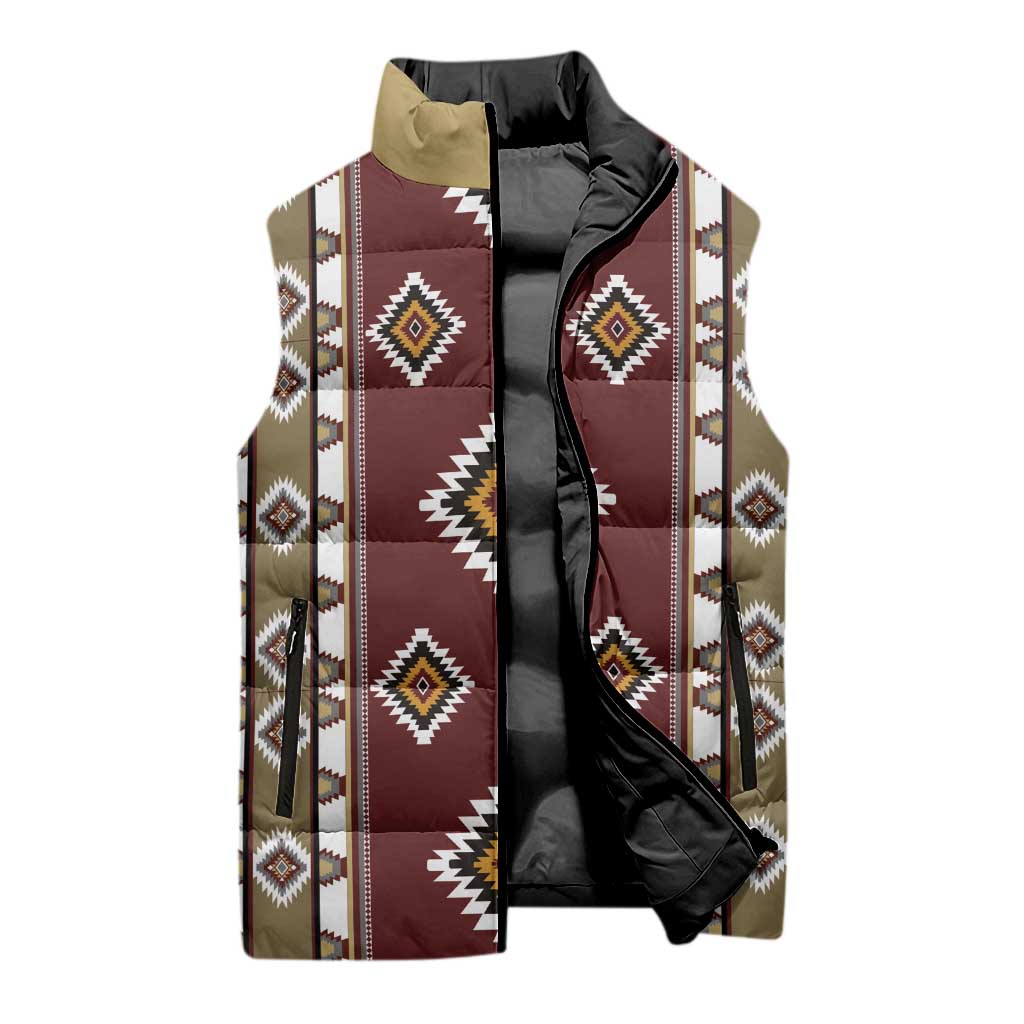 Native American Navajo Sleeveless Puffer Jacket Tribal Pattern