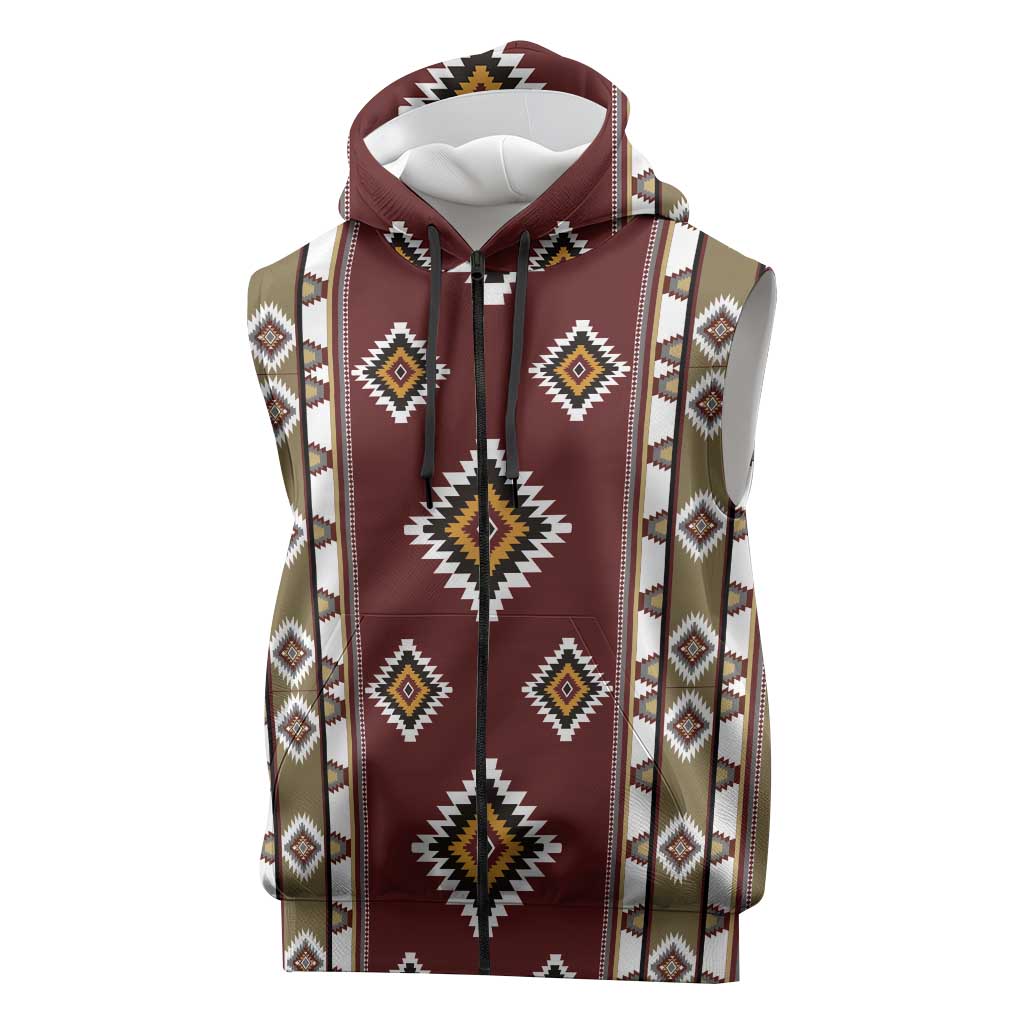 Native American Navajo Sleeveless Zip Hoodie Tribal Pattern