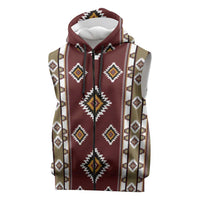 Native American Navajo Sleeveless Zip Hoodie Tribal Pattern