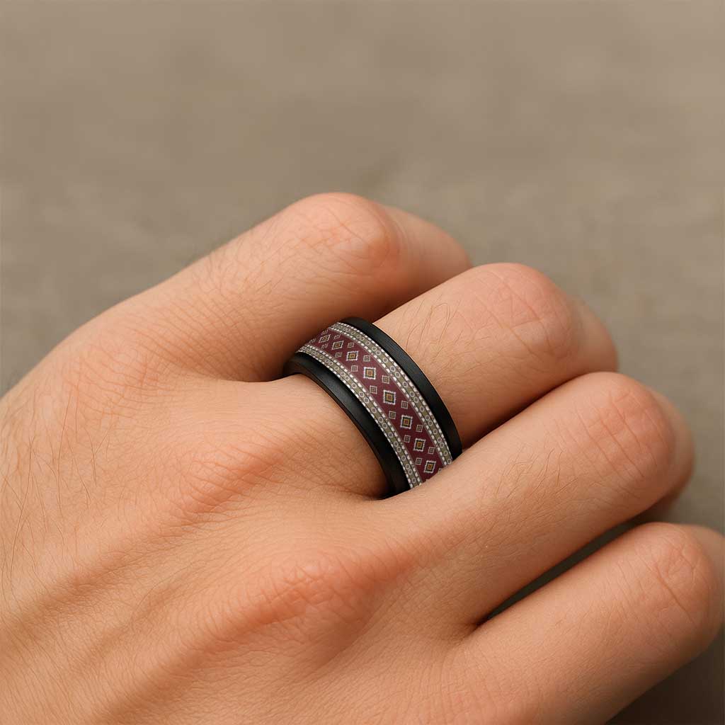 Native American Navajo Spinner Ring Tribal Pattern