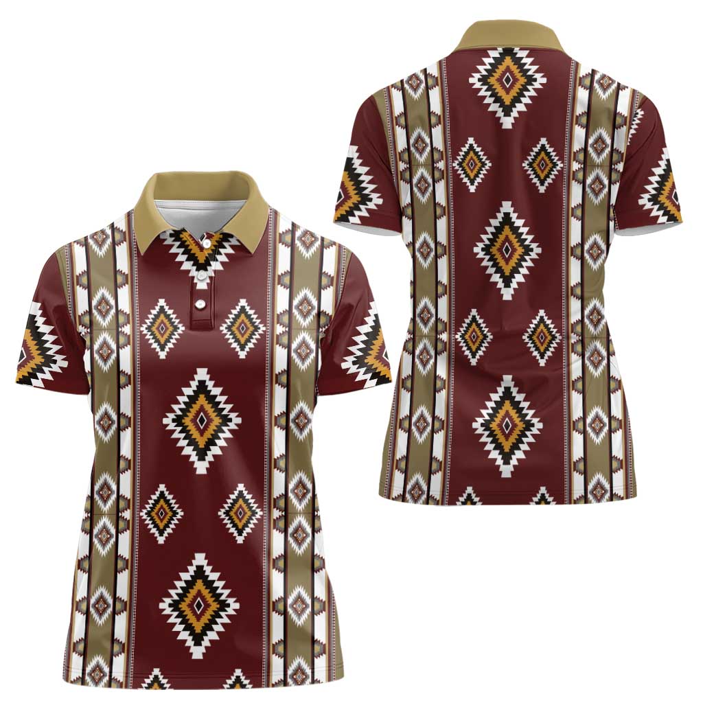 Native American Navajo Women Polo Shirt Tribal Pattern