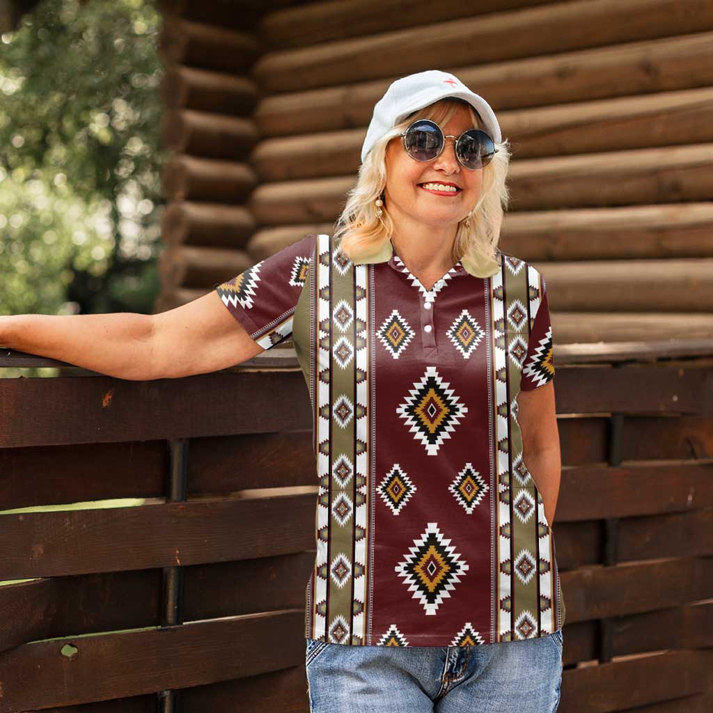 Native American Navajo Women Polo Shirt Tribal Pattern
