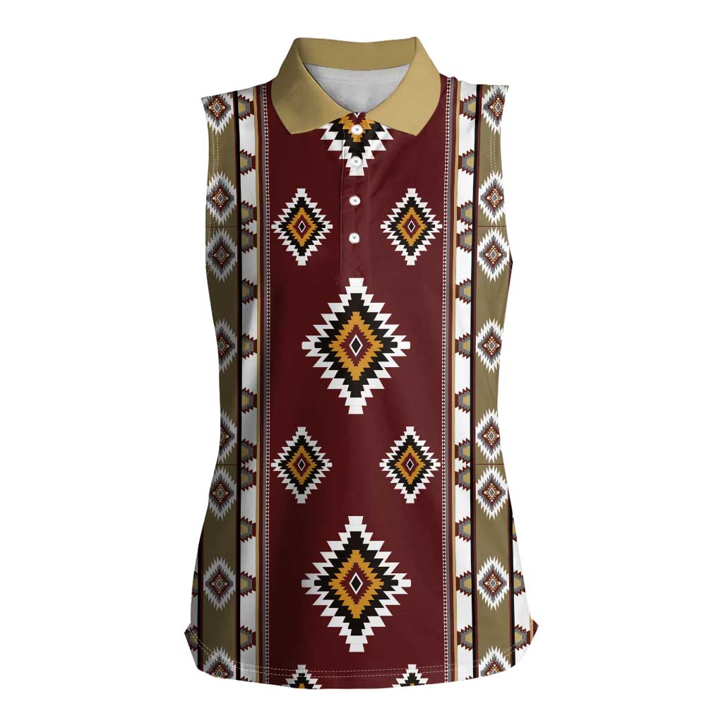 Native American Navajo Women Sleeveless Polo Shirt Tribal Pattern