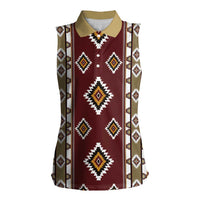 Native American Navajo Women Sleeveless Polo Shirt Tribal Pattern