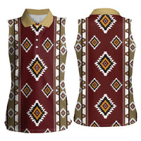 Native American Navajo Women Sleeveless Polo Shirt Tribal Pattern