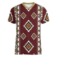 Native American Navajo Women V-Neck T-Shirt Tribal Pattern