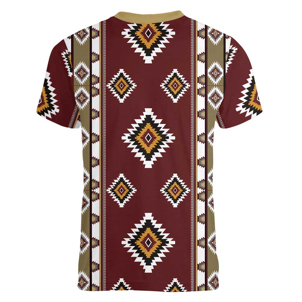 Native American Navajo Women V-Neck T-Shirt Tribal Pattern