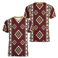 Native American Navajo Women V-Neck T-Shirt Tribal Pattern