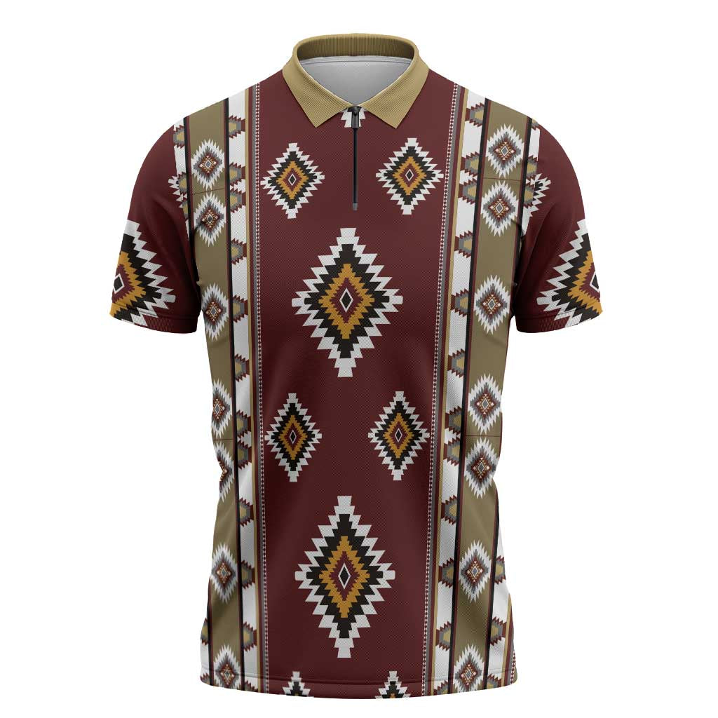 Native American Navajo Zipper Polo Shirt Tribal Pattern