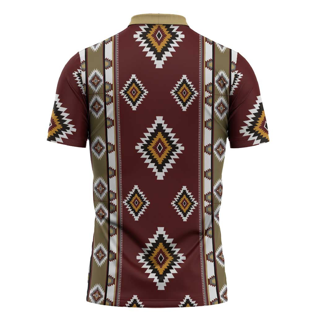 Native American Navajo Zipper Polo Shirt Tribal Pattern