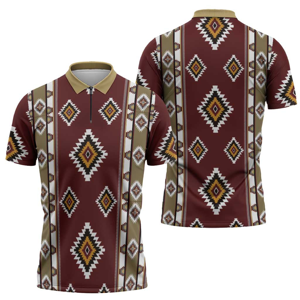 Native American Navajo Zipper Polo Shirt Tribal Pattern
