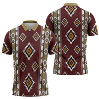 Native American Navajo Zipper Polo Shirt Tribal Pattern