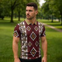 Native American Navajo Zipper Polo Shirt Tribal Pattern