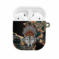 Native American Navajo Wolf AirPods Case Grunge Pattern