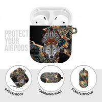 Native American Navajo Wolf AirPods Case Grunge Pattern