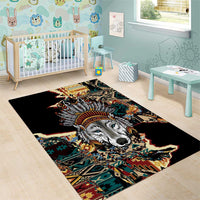 Native American Navajo Wolf Area Rug Grunge Pattern