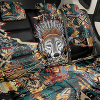 Native American Navajo Wolf Back Car Seat Cover Grunge Pattern