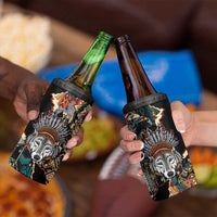Native American Navajo Wolf 4 in 1 Can Cooler Tumbler Grunge Pattern