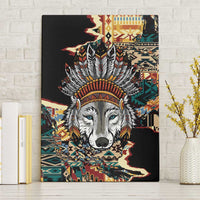 Native American Navajo Wolf Canvas Wall Art Grunge Pattern