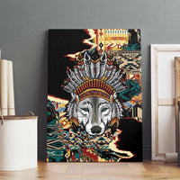 Native American Navajo Wolf Canvas Wall Art Grunge Pattern
