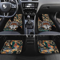 Native American Navajo Wolf Car Mats Grunge Pattern